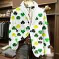 thumbnail image 2 of Levmjia Men's Suit Jacket Corduroy Blazer St. Patrick's Day Green Shamrocks Print Single - Breasted Pocket Stretch S - 4XL Formal Casual Party Outfit, 2 of 8