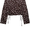 thumbnail image 5 of TGSLY Polka Dot Cropped Jacket for Women Lightweight Soft Stand Collar Long Sleeve Coat Side Adjustable Drawstring Ruched Hem Outerwear Jacket M, 5 of 5