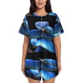 thumbnail image 1 of Fotbe Blue Viper Snake Conjunto de Pijama Estampado para Mujer, 2 Piezas, Ropa de Dormir con Camiseta de Manga Corta y Shorts Suaves-Medium, 1 of 6