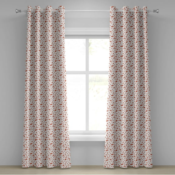 Ambesonne Rowan Grommet Curtain, Juicy Ashberries Graphic, 50" x 108", Scarlet White