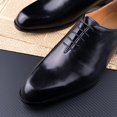 thumbnail image 3 of New Men's Leather Shoes Casual Oxford Business Work Shoes Black Coffee Lace-up Handmade Man Shoe High Quality Designer Black 8.5, 3 of 5