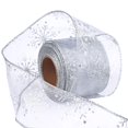 thumbnail image 1 of Livder Cinta navideña con cable de 2,5 pulgadas de ancho, cinta de organza con purpurina transparente para copo de nieve, decoración de fiesta, envoltura de regalos (plateado-blanco, 10,9 yardas), 1 of 1