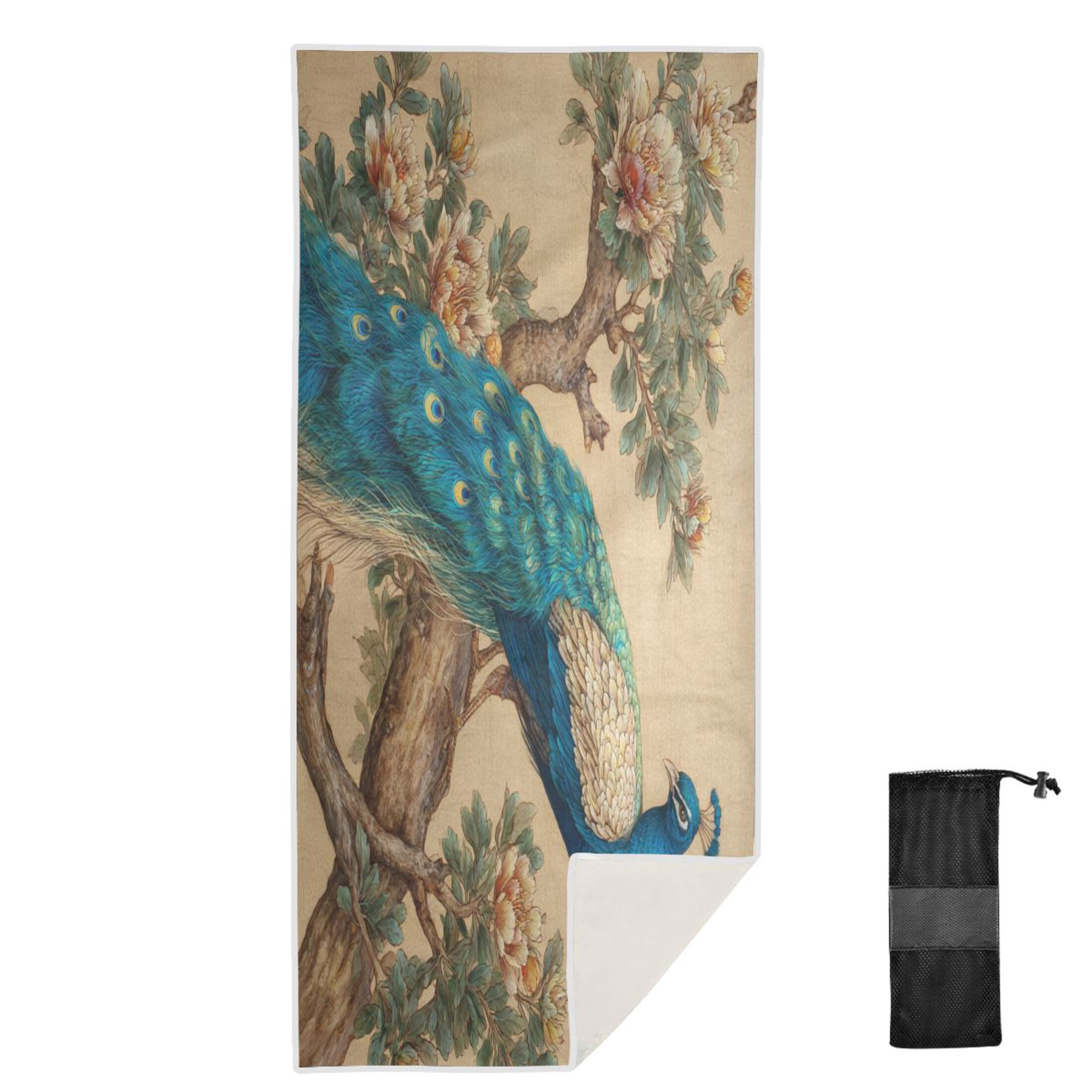 Qxltty Elegent Peacock Beach Towel Sand Free Bath Towel Absorbent Quick Dry Soft Lightweight Blanket for Travel Gym Camping 71x31in