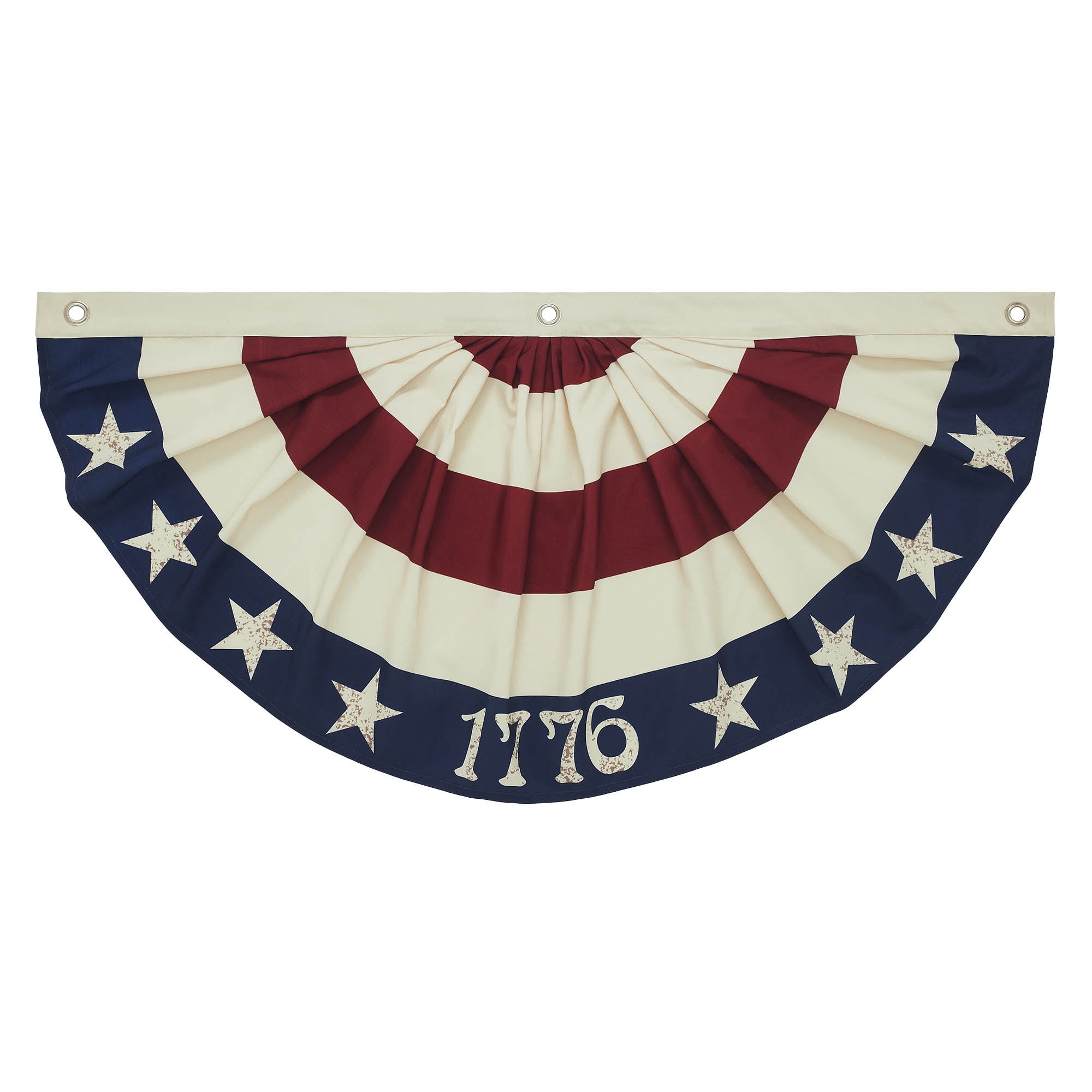 VHC Brands Patriotic My Country 1776 USA Bunting Flag 18x36, Fourth of July Decoration, Independence Day Decor, Decorative Banner with Grommet Holes