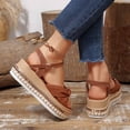 thumbnail image 4 of Xfvqtps Womens Wedge Heel Sandals Twist Bow Adjustable Ankle Buckle Strap Metallic Summer Beach Vacation Bohemian Casual Comfortable Shoes, 4 of 9