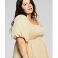 thumbnail image 3 of Now This Trendy Plus Size Babydoll Dress Camel Brown 0X, 3 of 3