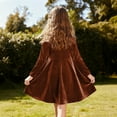 thumbnail image 7 of Tdoqot Girls Velvet Party Dresses- Crewneck Elegant Long Sleeve Soft Kids Winter Midi Dress Brown Size 5, 7 of 7