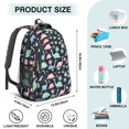 thumbnail image 5 of Black Cartoon Dinosaurs Leaves Pattern Cute School Backpack Bag with Padded Back and Adjustable Shoulder Straps 16.9 X 12.6 X 5.9 Inches, 5 of 5