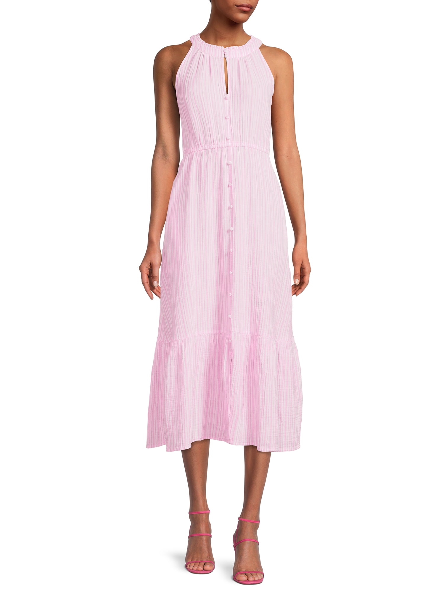 Time and Tru Women's Sleeveless Double Cloth Midi Dress