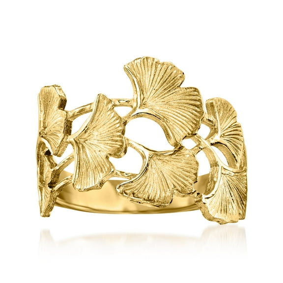 Ross-Simons Italian 14kt Yellow Gold Ginkgo Leaf Ring, Women's, Adult