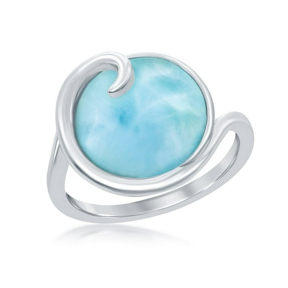 925 Sterling Silver Hawaii Natural Oval Larimar Gemstone High Polished 7.5" Linked Bracelet
