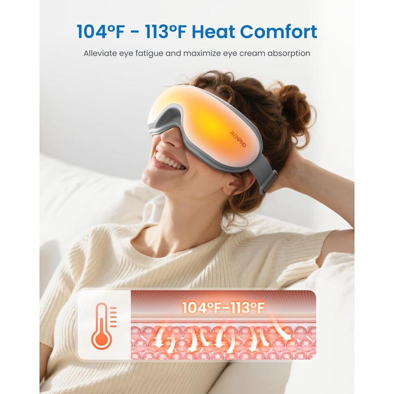 Renpho Rechargeable Eye Massager with Heat, Compression, Wireless Music
