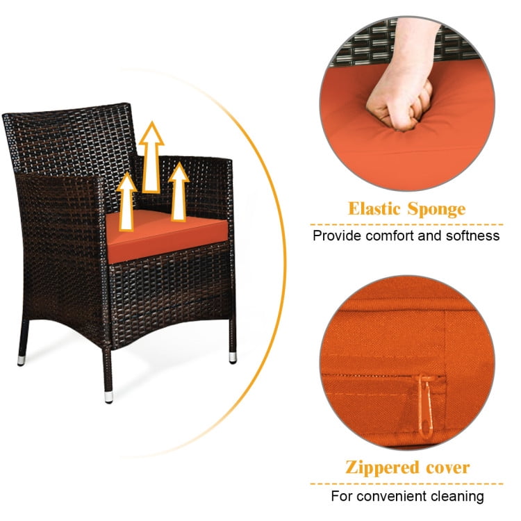 Aimee Lii 4 Pieces Patio Cushioned Wicker Conversation Set, Outdoor Sectional Set with with Glass Coffee Table, Orange Aimee Lii 4 Pieces Patio Cushioned Wicker Conversation Set, Outdoor Sectional Set with with Glass Coffee Table, Orange