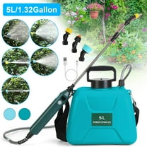 1.32 Gallon Electric Garden Sprayer TeqHome Battery Operated Water Sprayer with 3 Mist Nozzles Rechargeable Handle Adjustable Shoulder Strap for Lawn Garden Cleaning Yard Green