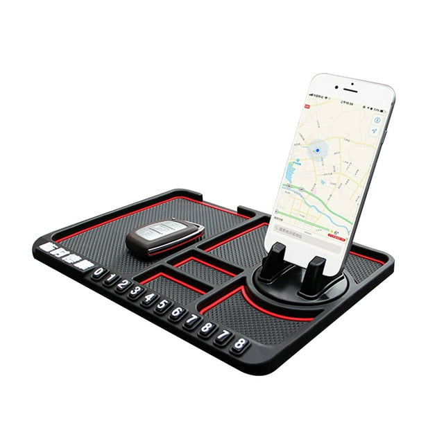 Multifunctional Car Anti Slip Mat Phone Holder Temporary Parking Number Sign Panel Storage Pad