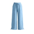 thumbnail image 2 of Bosfbaoi Pants for Women Regular Flat Front Jogger Pants Drawstring Waist Wide Leg Womens Pants with Adjustable Ankle Ties Outdoor Activity Trousers, 2 of 7