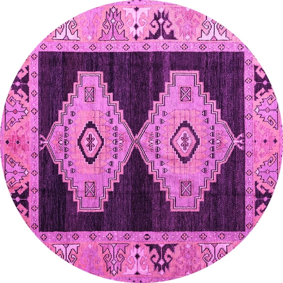 Ahgly Company Indoor Round Abstract Pink Modern Area Rugs, 8' Round