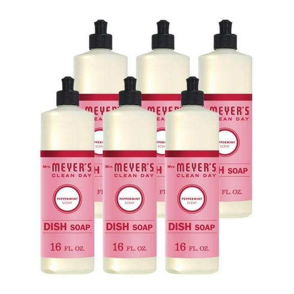 Mrs. Meyer's Clean Day Liquid Dish Soap, Peppermint Scent, 16 Fluid Ounce, 6 Count