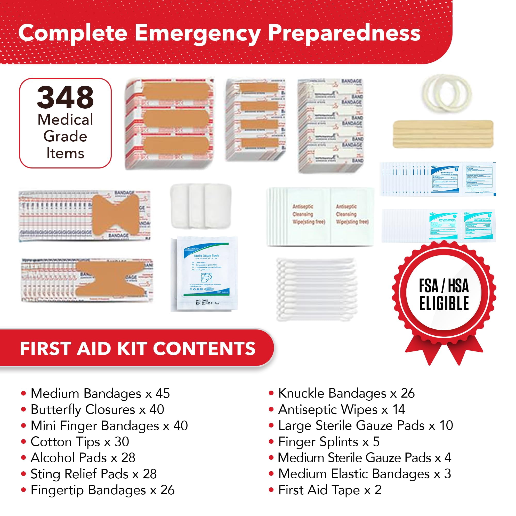 2-in-1 First Aid Kit For Car  Travel & Home Businesses - Bonus Mini Emergency Camping Fsa Hsa Eligible 348 Large Hardcase Fak