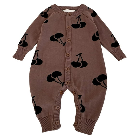 Gibobby Baby Boy Girl Western Clothes Cow Print Long Sleeve Romper Jumpsuit One Piece Newborn Fall Winter Outfit(Coffee,6-12 Months)