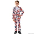 thumbnail image 3 of Whosucclay Union Jack Pattern Anti Shrink Boys Suit, Two Piece Formal Wear Outfit Elastic Waist Polyester Boys Suit Set for Graduation Party, 3 of 10
