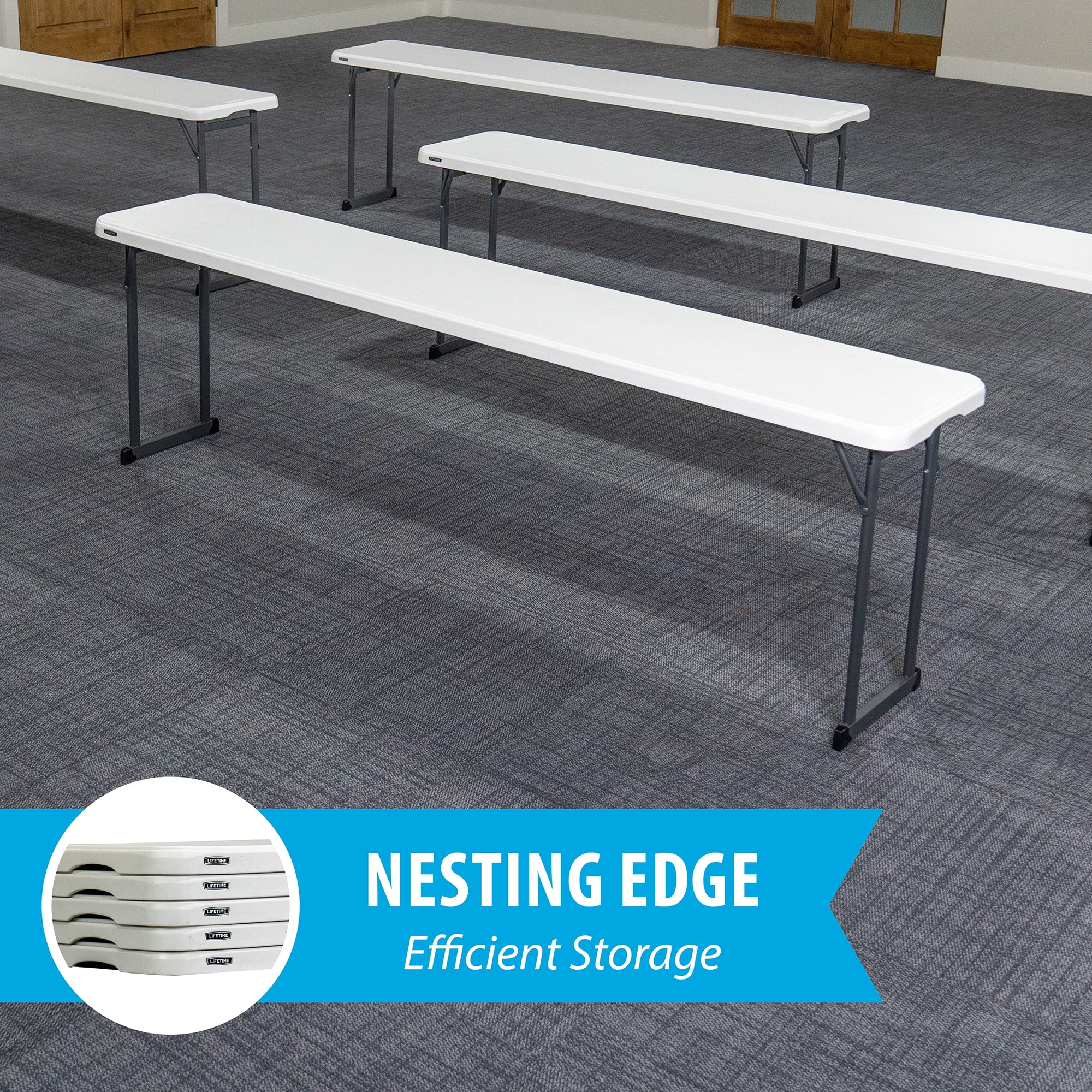Lifetime 8 Foot Seminar Rectangle Table, Indoor/Outdoor Commercial Grade, White Granite, (80930)