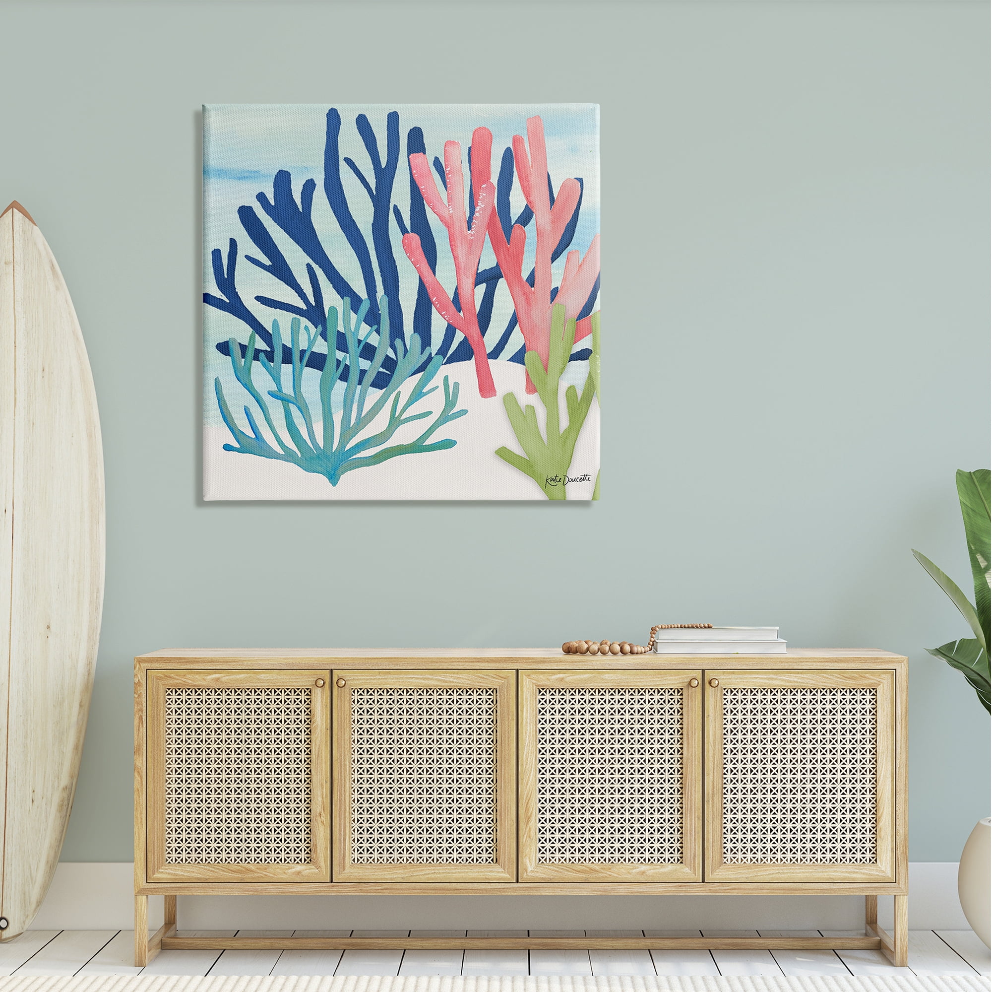 Stupell Industries Underwater Sea Life Blue Pink Ocean Coral Reef Canvas Wall Art, 36 x 36, Design by Katie Doucette
