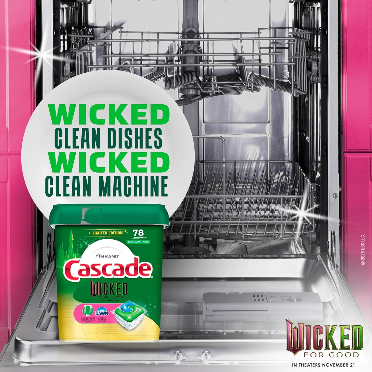 "Wicked: For Good" Limited Edition Complete Dishwasher Pods, Dishwasher Detergent, Dish Detergent Soap, Emerald City, 78 ct