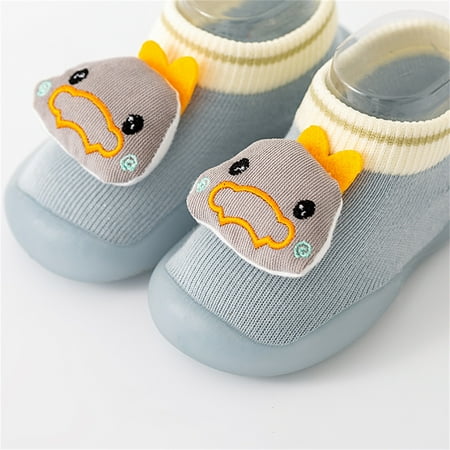 

LYCAQL Toddler Shoes Boys Girls Animal Cartoon Socks Shoes Toddler WarmThe Floor Socks Non Slip Toddler Girls Shoes (Blue 4.5 )