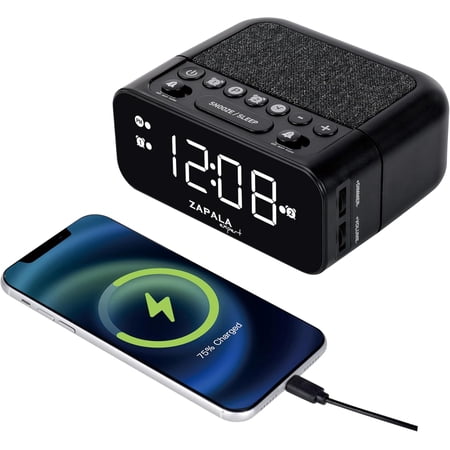 Alarm Clock Radio, 2 Alarms Large LED Display Digital FM Clock Radio with USB Charging Port, Adjustable Volume & Dimmer Control, Snooze for Deep Sleepers Kids Elderly