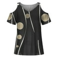 thumbnail image 4 of Fesfesfes Womens Fashion Women Summer T- Shirt Cold Shoulder Pullover Blouse V-Neck Short Sleeve Printed Tops Womens Tops 8(L), 4 of 4