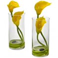 thumbnail image 1 of Double Calla Lily avec Cylindre, Jaune - Ensemble de 2, 1 of 1
