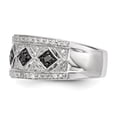 thumbnail image 3 of Auriga Fine Jewelry 925 Sterling Silver Black and White Diamond Wedding Band Ring Size 8 for Women, 3 of 6