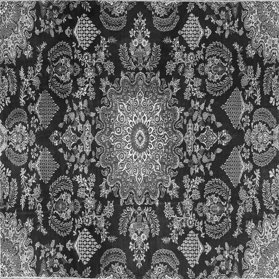 Ahgly Company Indoor Square Medallion Gray Traditional Area Rugs, 7' Square