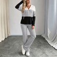 thumbnail image 7 of Bzdzmqm Women's 2 Piece Lounge Set V Neck Long Sleeve Hoodie with Wide Leg Pants Casual Solid Basic Tracksuit Cozy Zip Up Loungewear Fall Winter Outfit, Gray XL, 7 of 7