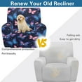 thumbnail image 5 of Renewold Butterfly Pink Blue Lazy Boy Recliner Chair Cover Wear Resistant Sofa Slipcover 4 Pieces Comfy Dog Couch Cover Reclining Chair Slipcover with Side Pocket for Pets, 5 of 8