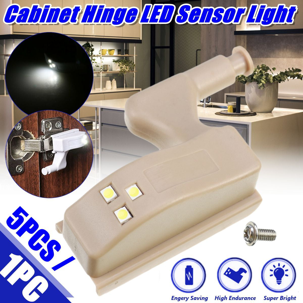 5/10Pcs Night Lights Inner Hinge LED Sensor Light for Kitchen Cabinet Cupboard 
