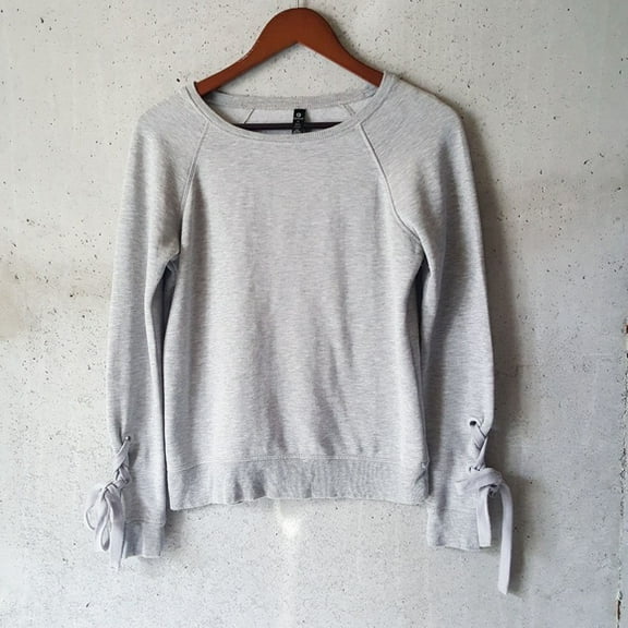 90 Degree By Reflex Lace Up Long Sleeve Sweatshirt In Grey, Size X-Small