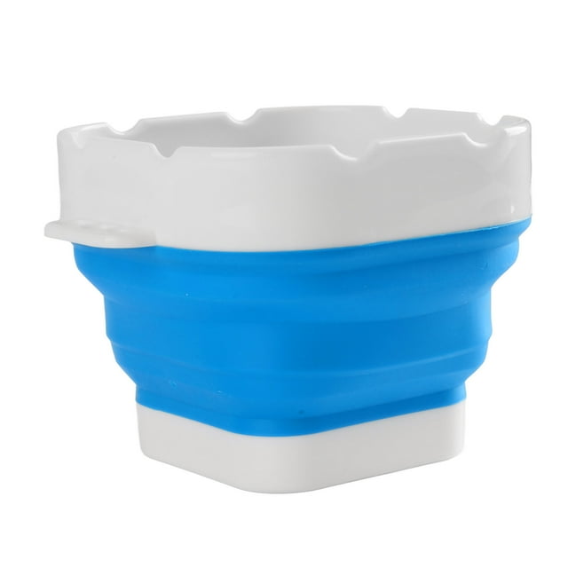 Cubo de silicona plegable para lavar pinceles de pintura, profesional, con fondo grueso, para principiantes, con tabla de fregar, color azul