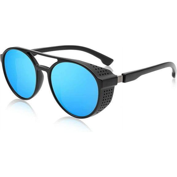 FEISEDY Classic Steampunk Sunglasses for Men Women Retro Round Gothic Shades Eyewear UV400 Protection B2957