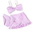 thumbnail image 3 of Daqian Girl's 3 Piece Swimsuits Soild Bikini Bathing Suit Briefs Girls Bikini Bowknot Swimwear Set Suit 3 for 8-14 Years Swimwear for Girl Girls One Piece Swimsuit Pink 8 Years, 3 of 5