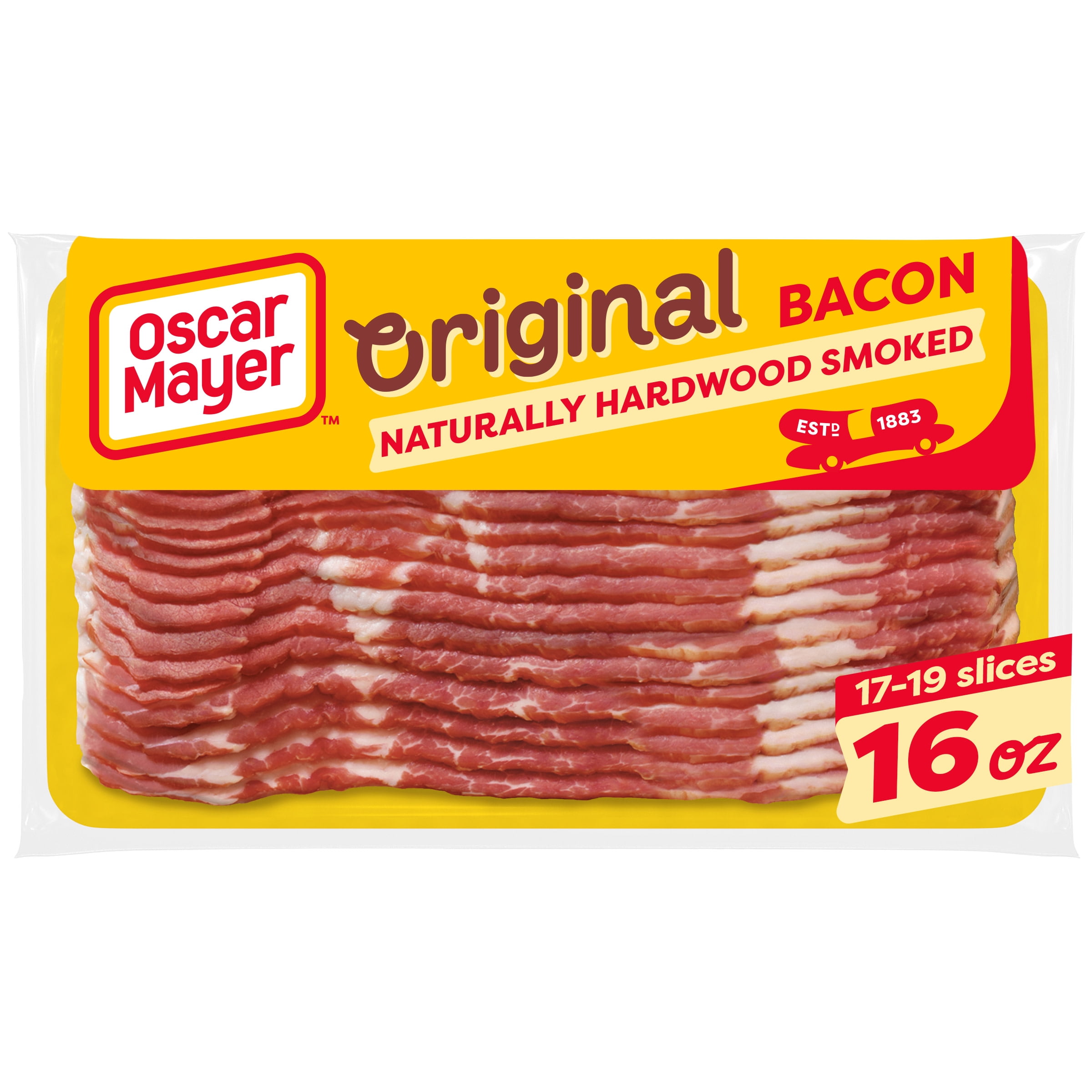 Oscar Mayer Naturally Hardwood Smoked Bacon, 16 oz Pack, 17-19 slices -  Walmart.com