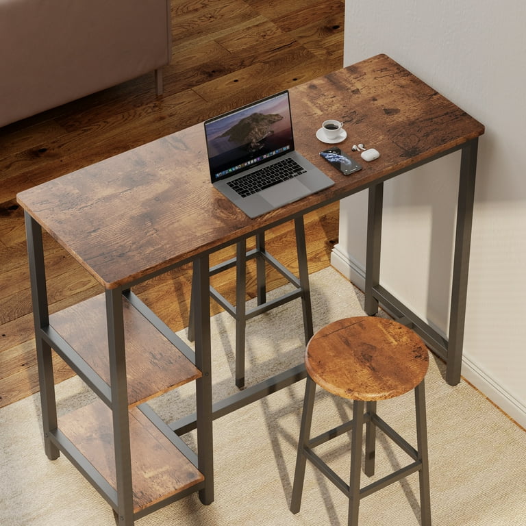 Aiho 3-Piece Bar Table Set with 3 Storage Shelves for Dining
