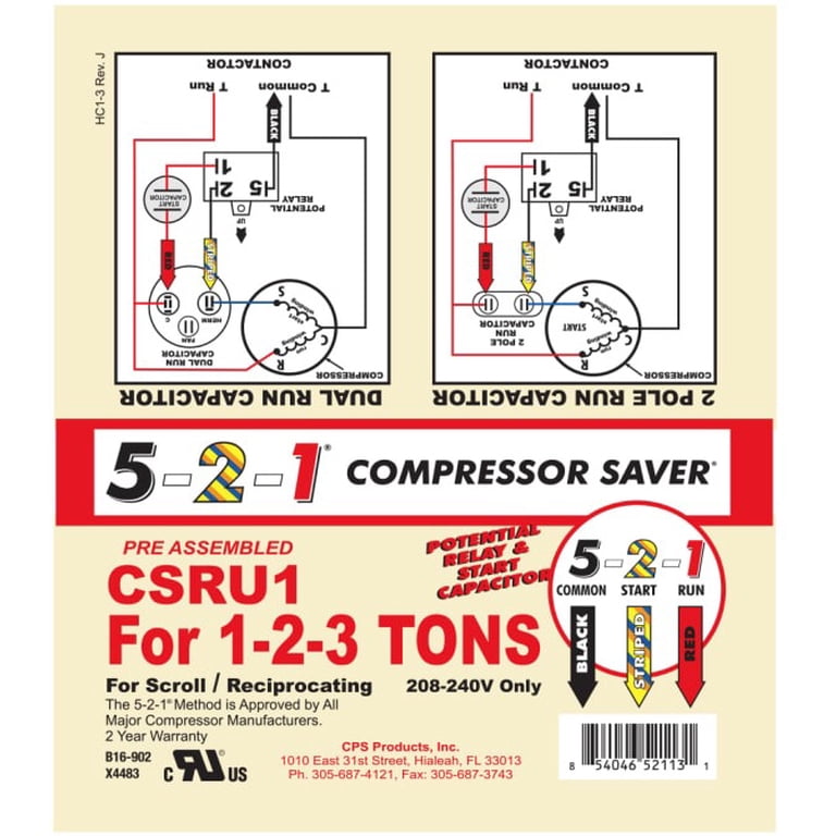 Kit De Démarrage Dur (Hard Start) 5-2-1 Compressor Saver CSRU1 - Pour Climatiseurs 1 à 3 Tonnes