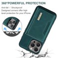 thumbnail image 5 of 2 in 1 Wallet Case for iPhone 16 Plus for Women Men, Detachable Cards Holder Magnetic Back Cover Stand Feature Shockproof Premium PU Leather Phone Cover for iPhone 16 Plus, Green, 5 of 11