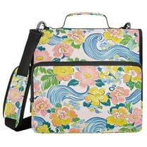 FORMRS Zipper Binder with Shoulder Strap 1.5-inch Ring 500 Sheet Capacity File Bag, Blue Floral Wave
