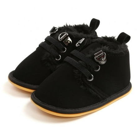 

0-18M Toddler Winter Baby Boys Shoes Cold Weather Baby Plush Fleece Solid Color Sneakers Infant Toddler Little Kid Prewalker