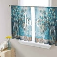 thumbnail image 3 of Sheer Curtains 54 inches Long, Teal Blue Eucalyptus Branch Glass Vase Oil Painting Light Filtering Sheer Window Curtains Rod Pocket Voile Drapes for Bedroom Living Room, 52"W x 54"L 2 Panels, 3 of 7