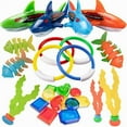 thumbnail image 1 of Summer Pool Diving Swimming Toys For Kids  Fun Swim Games Sinking Set  Underwater Dive Gifts With Storage Bag Include Gems Rings Sea Animals For Boys Girls Toddlers 26 Pack, 1 of 4