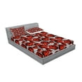 thumbnail image 2 of Ambesonne Floral Fitted Sheet & Pillow Sham Set, Roses Vintage Valentines, Queen, Red Grey Black, 2 of 2